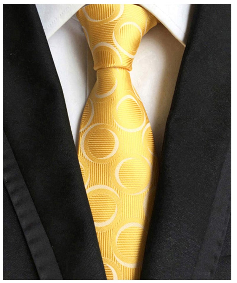 Ctskyte Men's Gold Yellow Silk Ties Daily Dress Neckties for Spring and Summer Weddings - Image 2